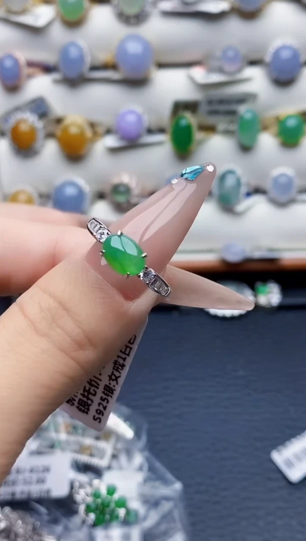 银S925镶嵌戒指翡翠3151