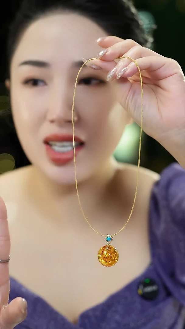 琥珀（花珀）吊坠(赠链)未镶嵌花珀单珠吊坠21mm