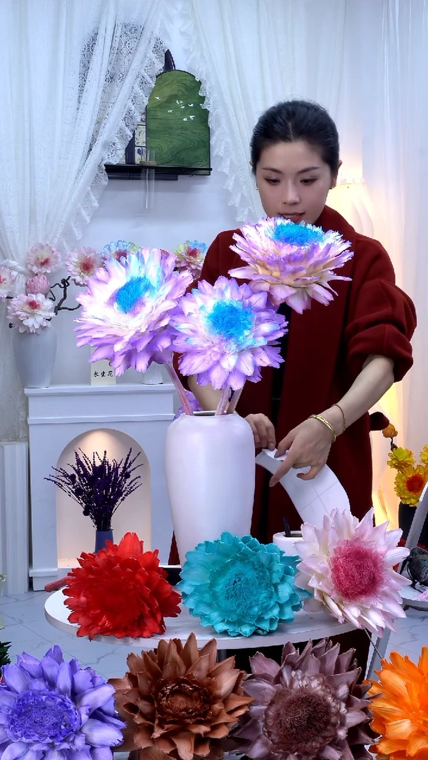 永生洋蓟紫霞3头【有染色点】a036