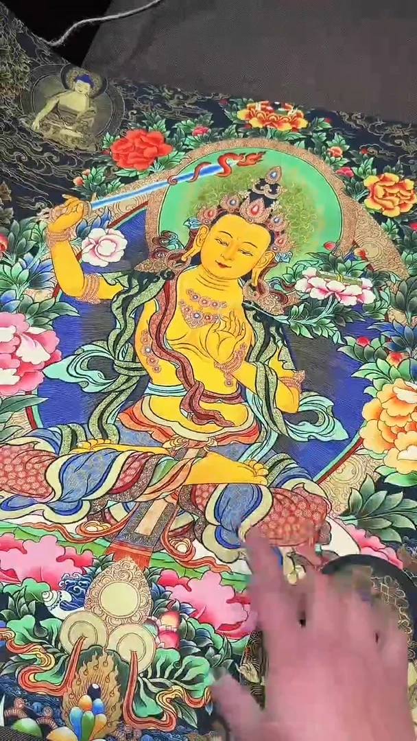 卷轴画【主播精品】高端卷轴画——唐卡012黄文殊