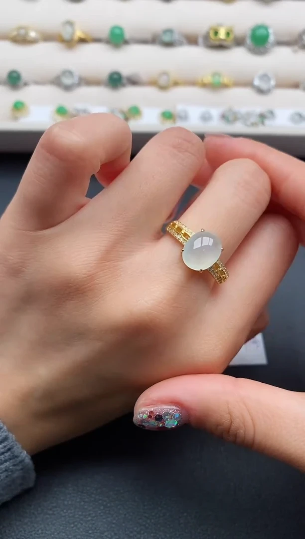 银S925镶嵌戒指翡翠5555555+8