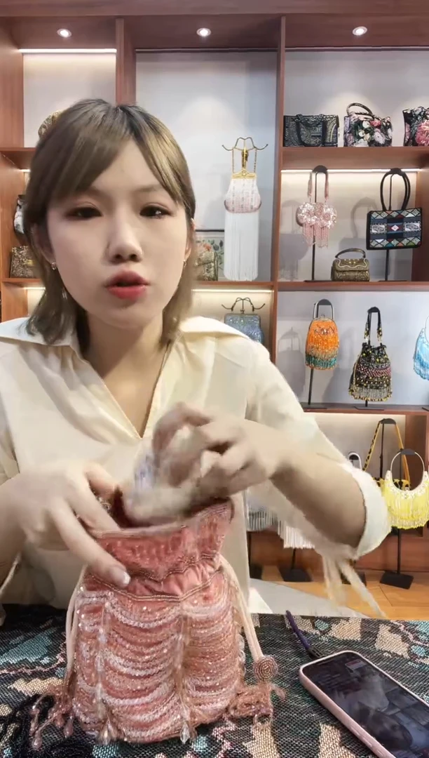 织物11号手工珠珠包包腋下斜跨包手拿包手提晚宴包