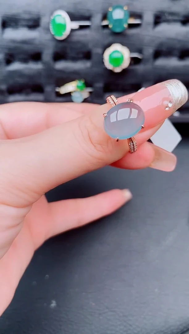 翡翠戒指银S925镶嵌天然a货翡翠584