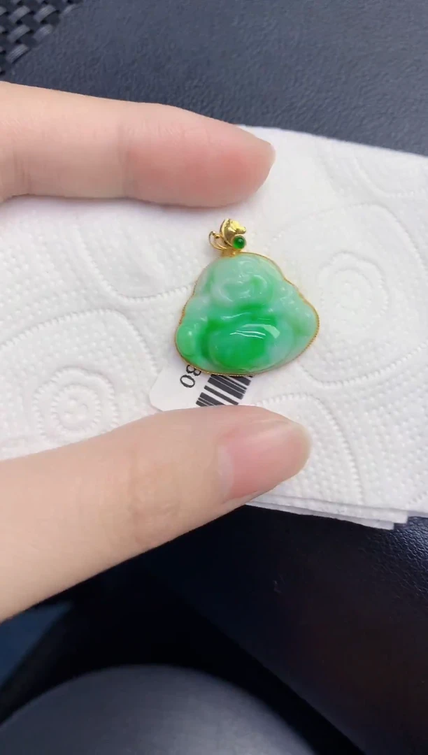 颈饰18K金镶嵌翡翠天然翡翠缅甸A货
