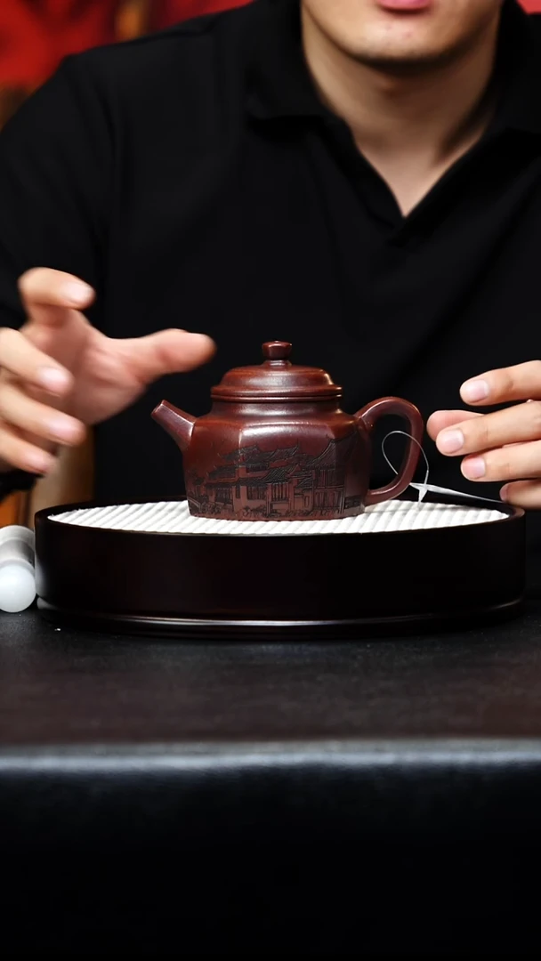 茶壶紫砂宜兴原矿纯手工紫砂 六方德钟 古乌泥