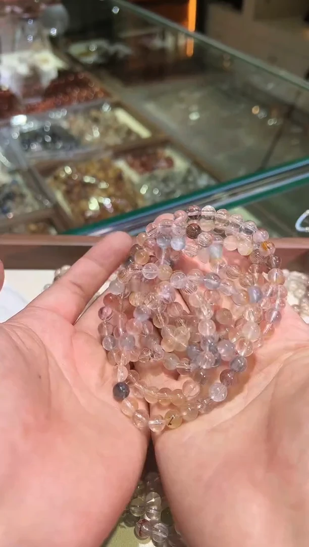 发晶手链未镶嵌7mm+彩兔毛（多样性发一）