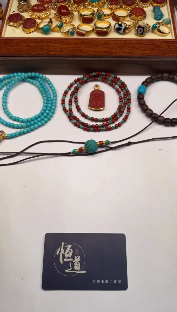 18K金镶嵌绿松石挂件盼*~配饰配饰