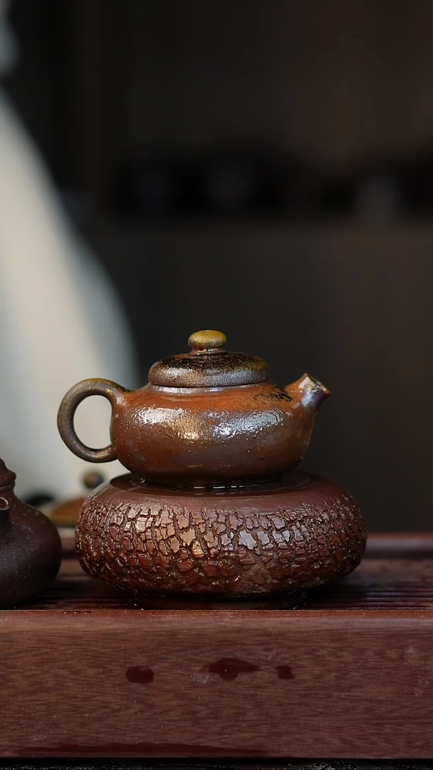 茶壶紫砂柴烧紫砂天青微瑕100cc