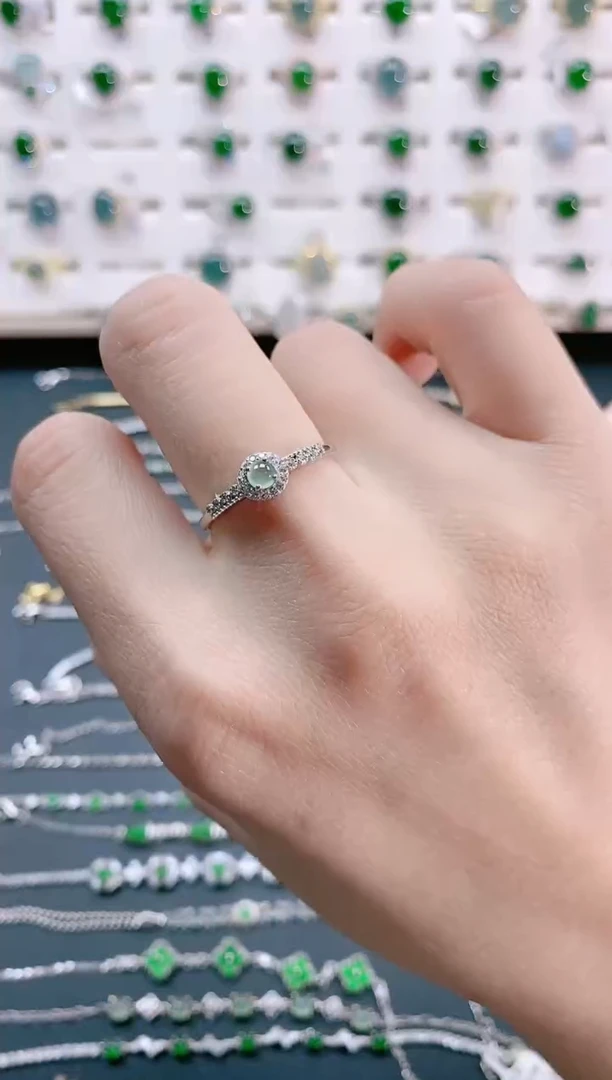 【闪购商品】翡翠戒指银S925镶嵌天然翡翠