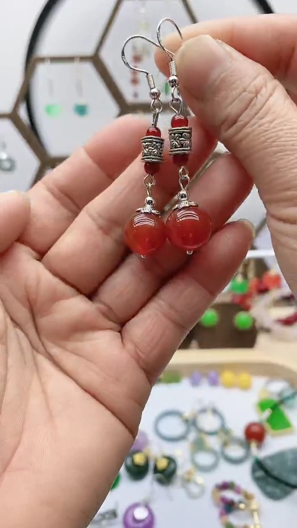 未镶嵌南红玛瑙耳饰100