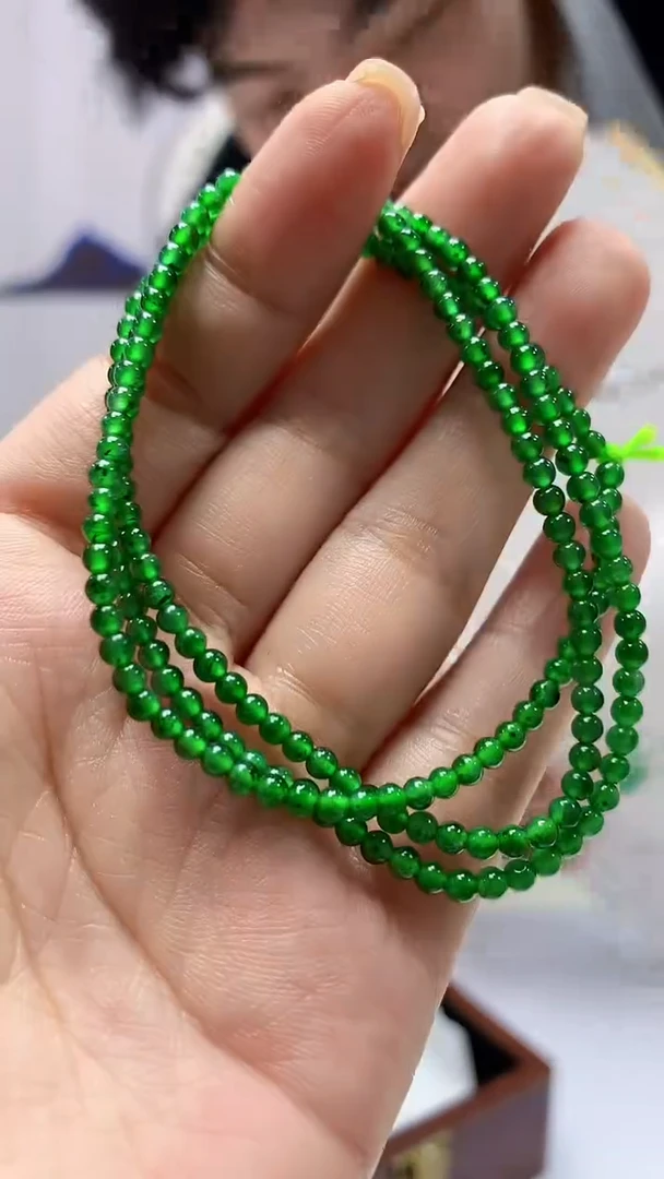 【闪购商品】定制翡翠未镶嵌5145ms-毛货151珠链