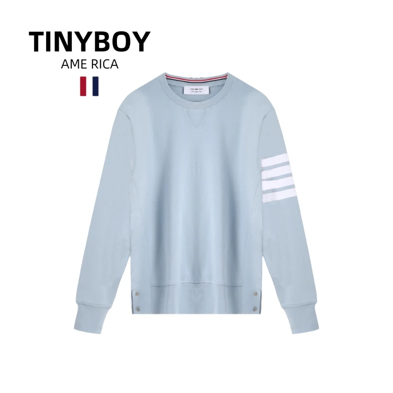 TINYBOY圆领四条杠浅蓝色卫衣 男女同款