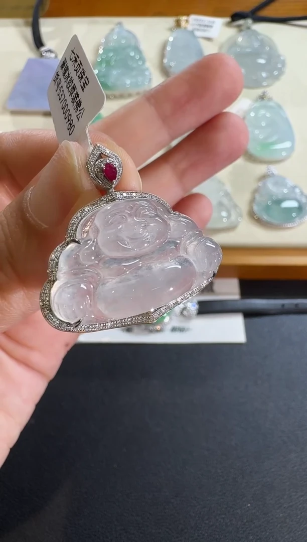 【闪购商品】翡翠吊坠(不含链)18K金镶嵌【源头工厂】宝石钻石镶嵌