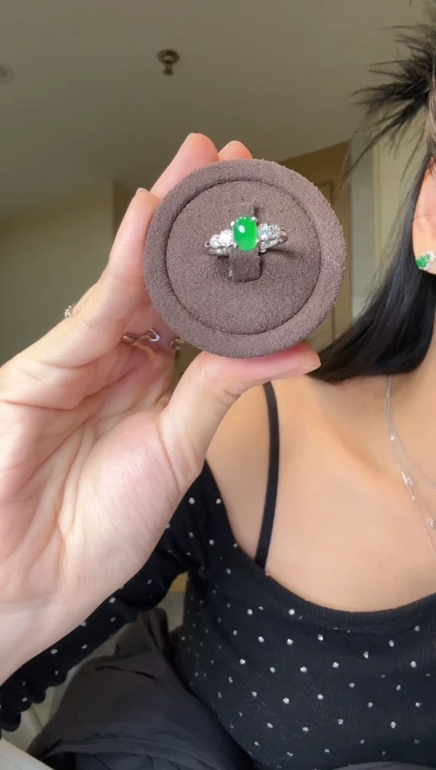 【闪购商品】翡翠戒指银S925镶嵌蛋面戒指