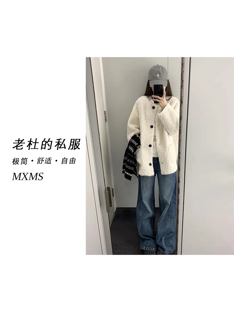 （麦欢尼）24137-“宝藏衣橱” 韩版休闲运动柔软毛绒绒加厚外套