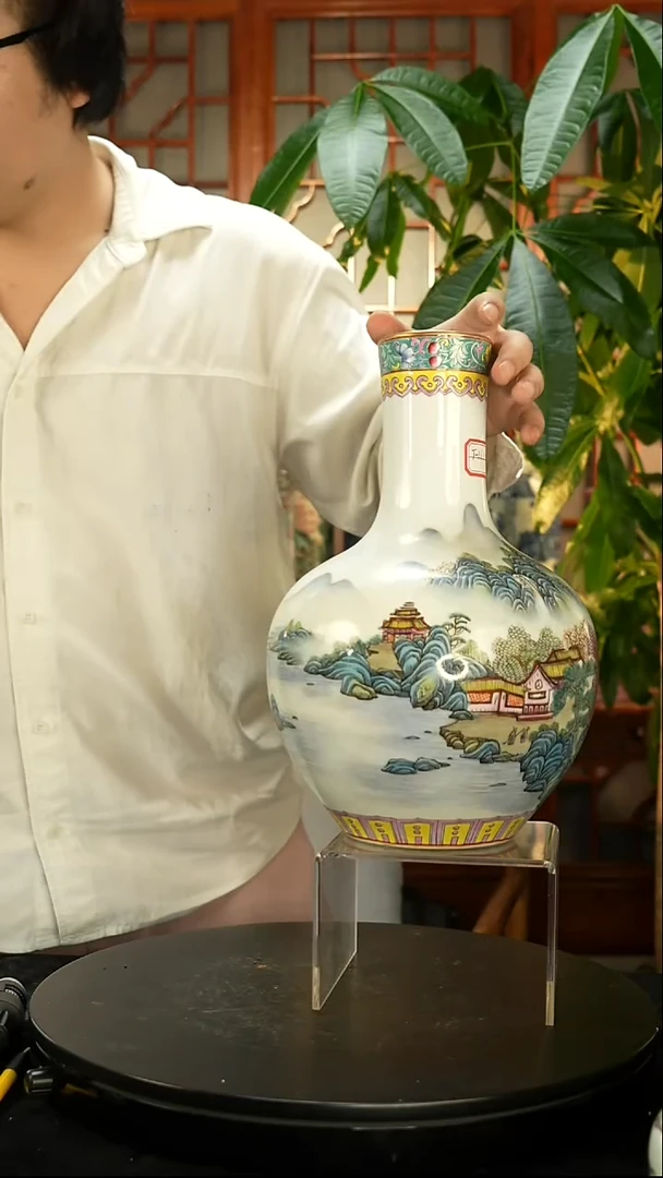其他4****3粉彩山水故事天球瓶