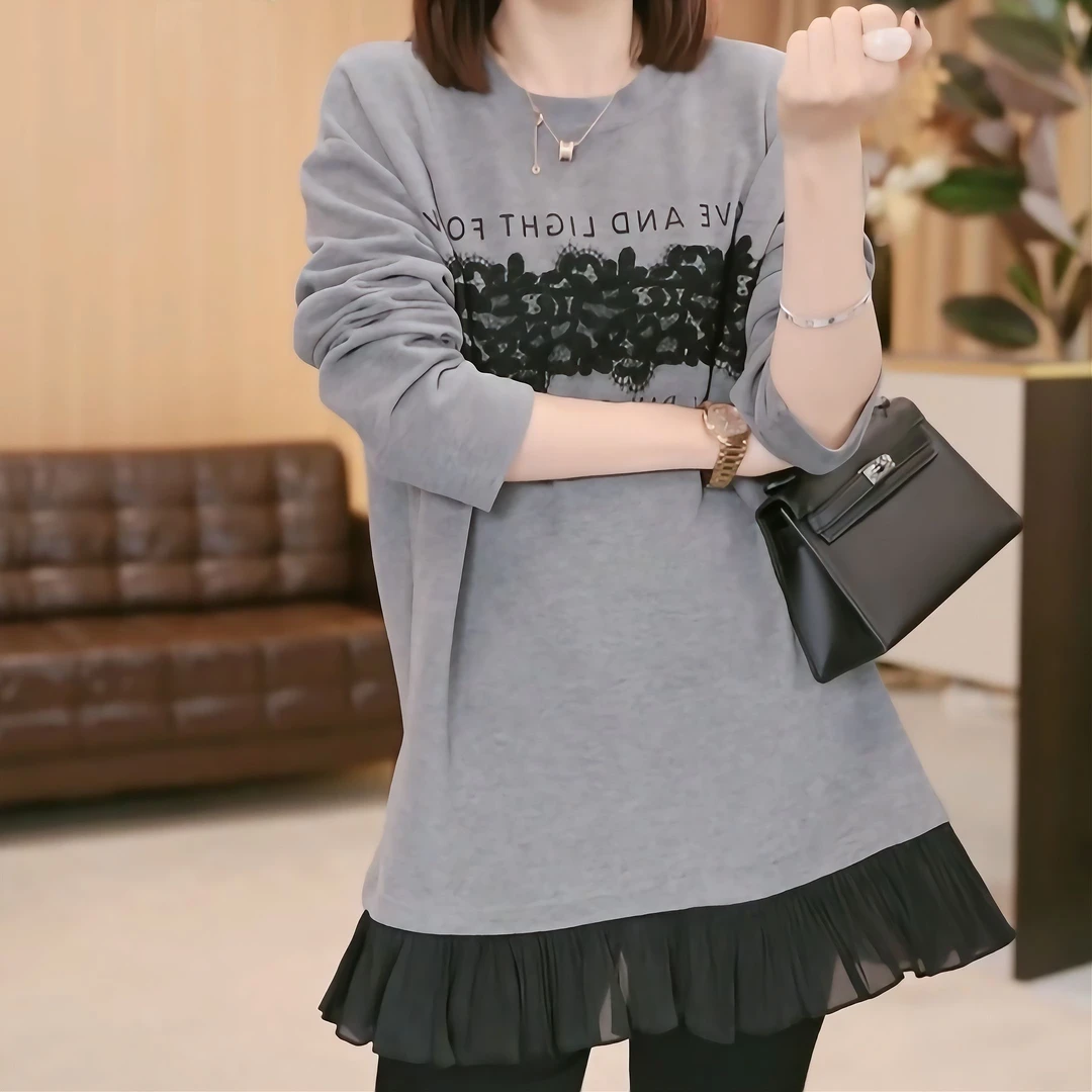 2024新款气质秋冬时尚减龄气质百搭女士长袖设计款卫衣LK2500775