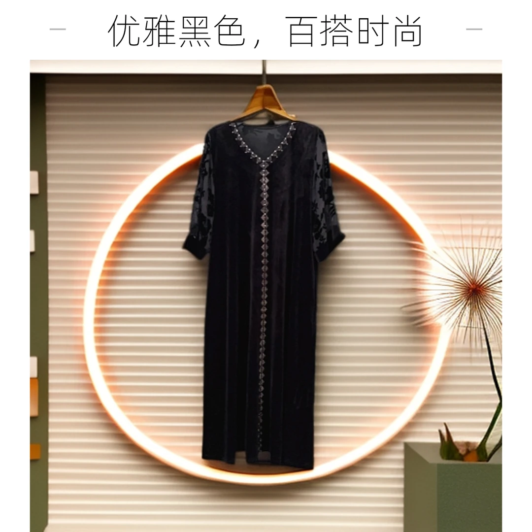 248151设计师高端轻奢中老年妈妈装时尚百搭气质显瘦女士连衣裙