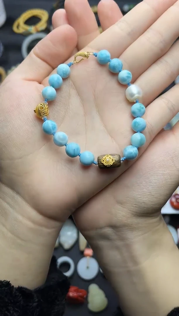 未镶嵌针钠钙石（海纹石）手串单圈手串06