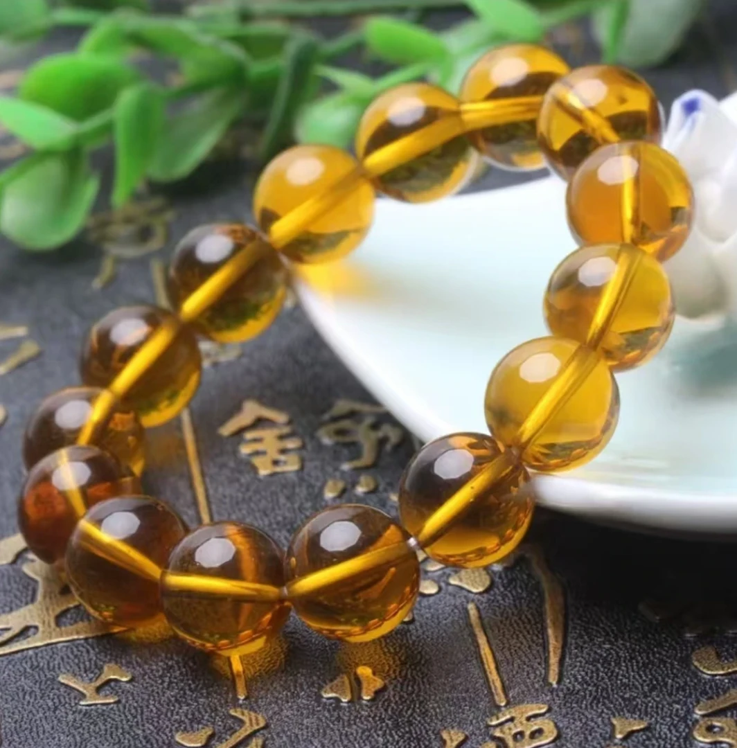 玄冰珠——冰黄玄珠串珠DIY手串金色无礼盒卡14mm-L082