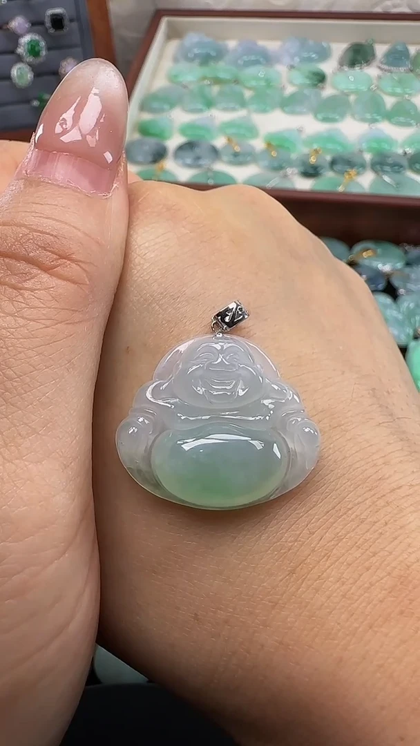 翡翠18K金镶嵌吊坠(不含链)水*佛公