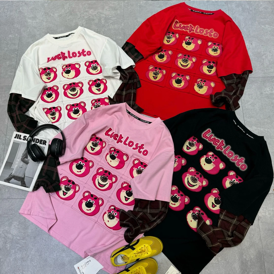 二龙欧货2店【草莓熊九宫格假两件卫衣】8168