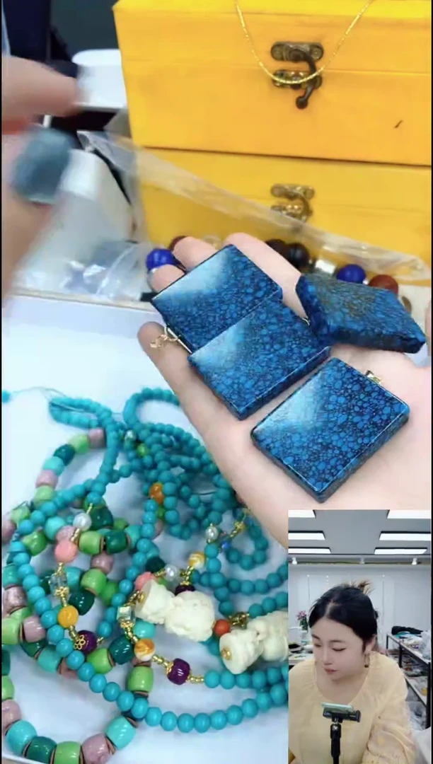 玛瑙/玉髓颈饰合金2874蓝色无事牌