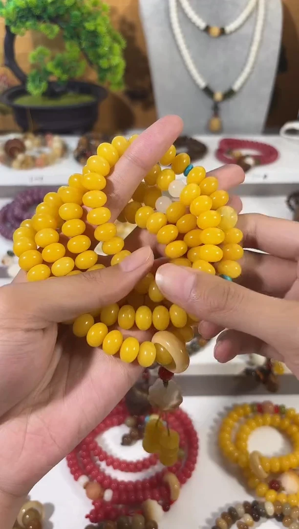 手串菩提根/象牙果卡8*11黄色108颗