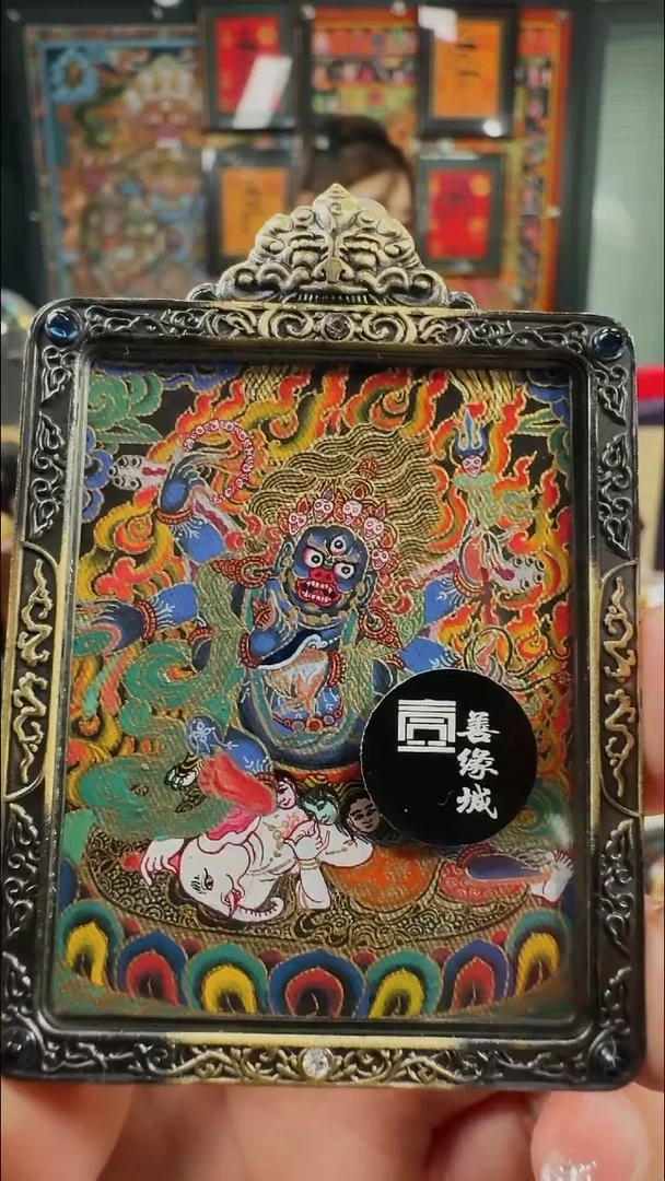 吊坠壹善缘城手绘唐卡大黑天