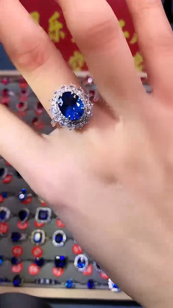 【闪购商品】蓝宝石戒指银S925镶嵌1111