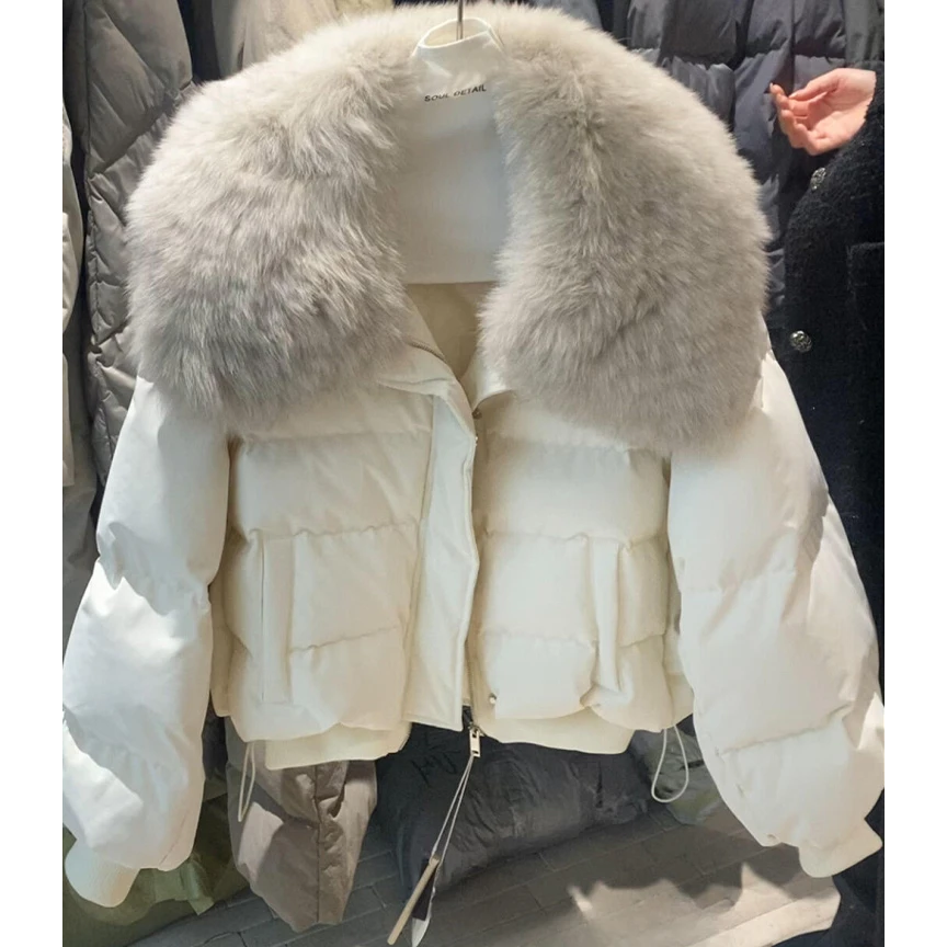 大毛领短款棉服女装2025冬季新款独特超好看今年流行爆款显瘦外套