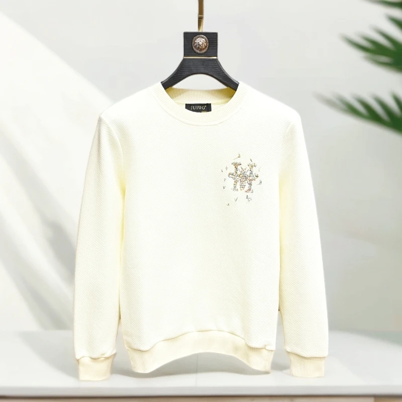 劳玛杜伽春秋季时尚休闲刺绣圆领卫衣男士潮流欧货帅气大码上衣