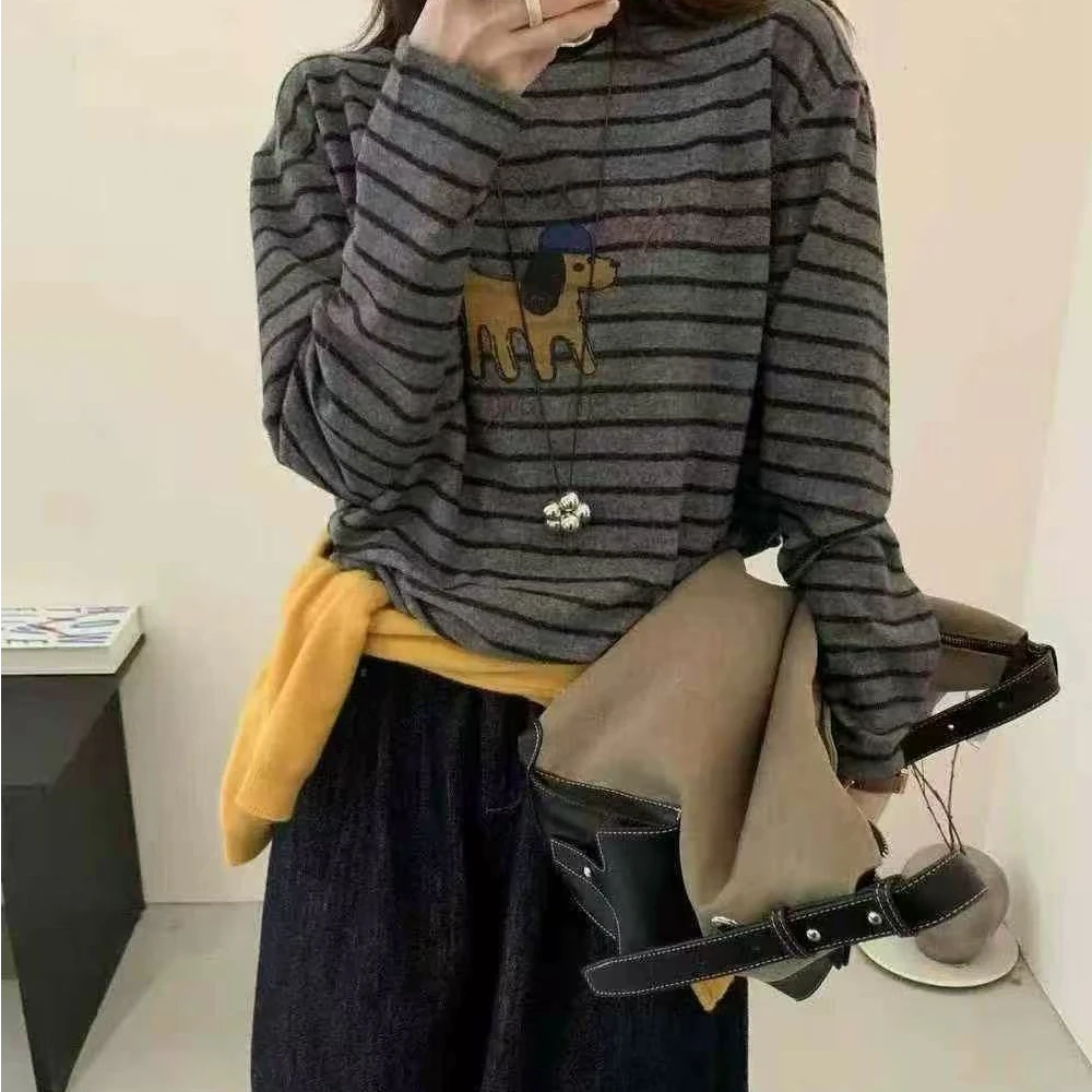 秋季新款戴帽小狗长袖打底