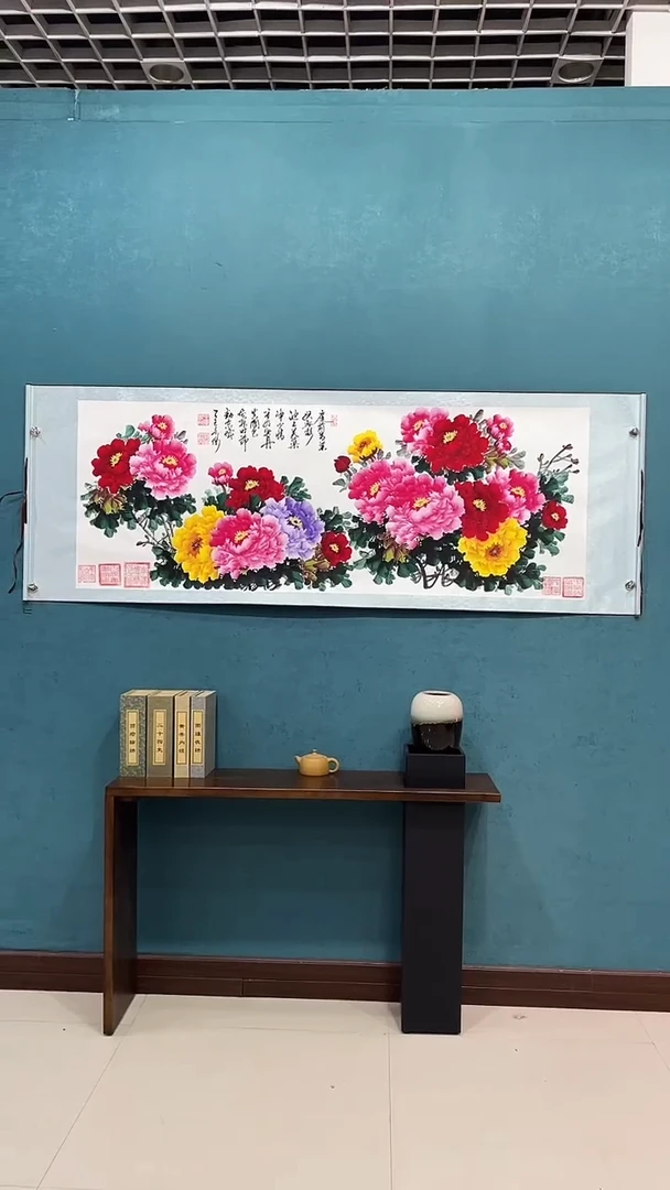 国画《小六尺牡丹》70*200厘米卷轴软裱