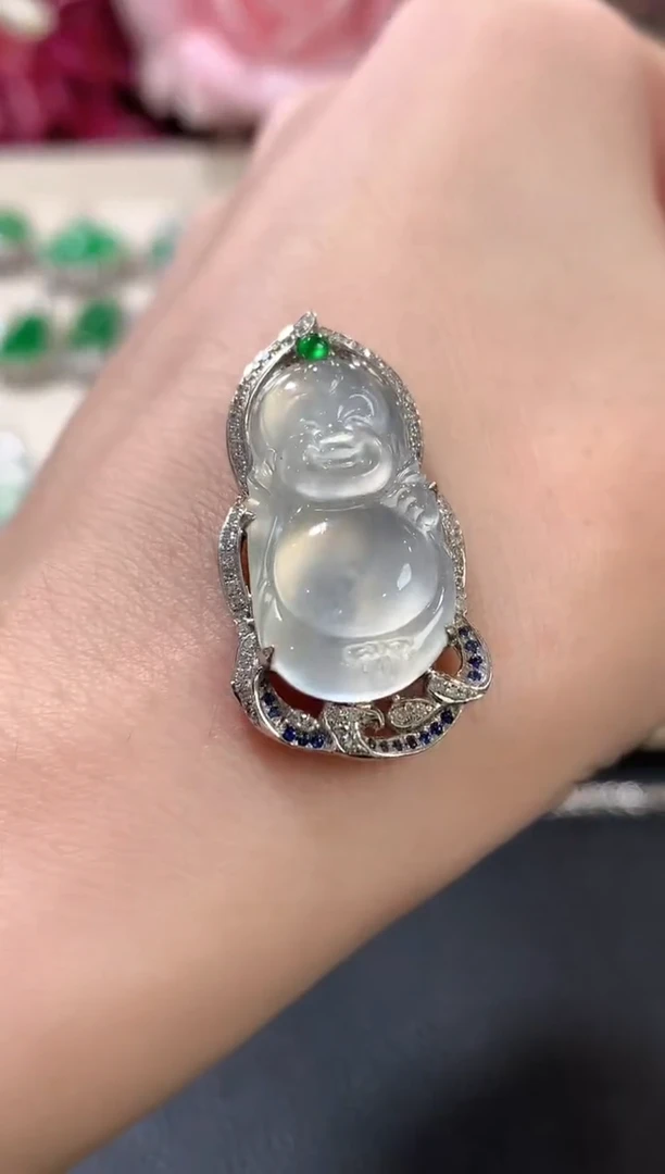 吊坠(不含链)18K金镶嵌翡翠b46