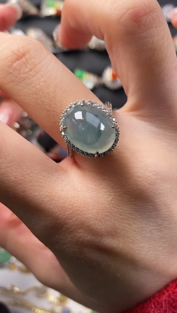 银S925镶嵌戒指翡翠天然A货翡翠26