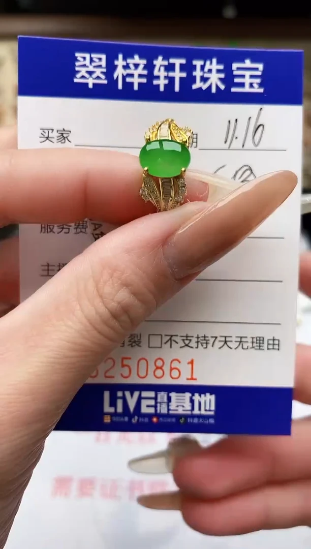 银S925镶嵌戒指翡翠0861