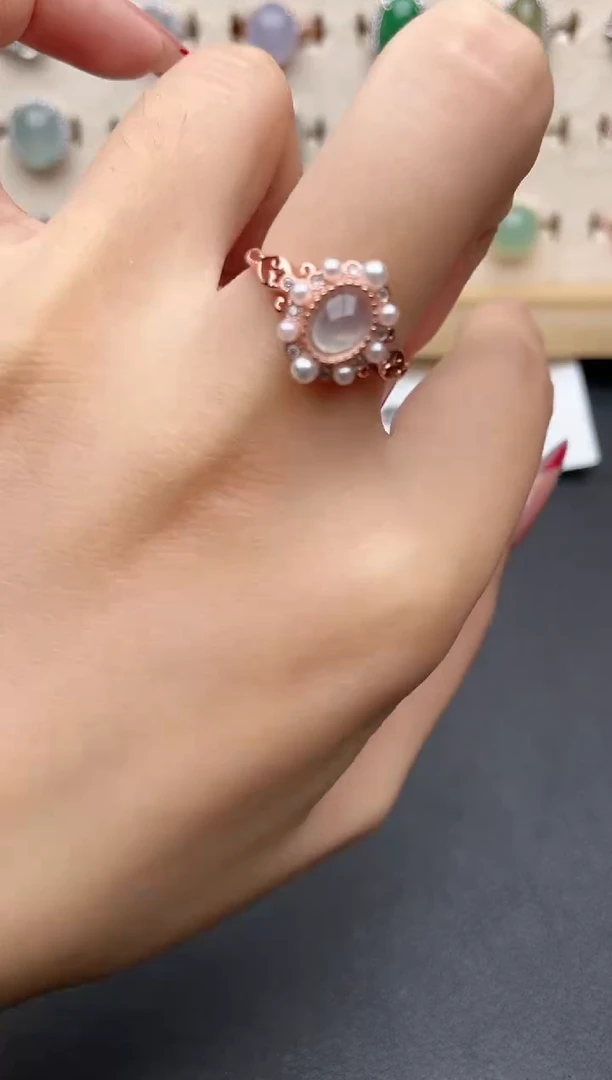 【闪购商品】翡翠戒指银S925镶嵌一物一证一礼盒