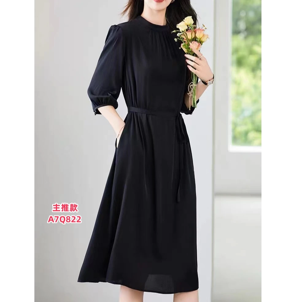 【夜澜】YANGSHANG 春夏新款时尚黑色腰带连衣裙-A7Q822