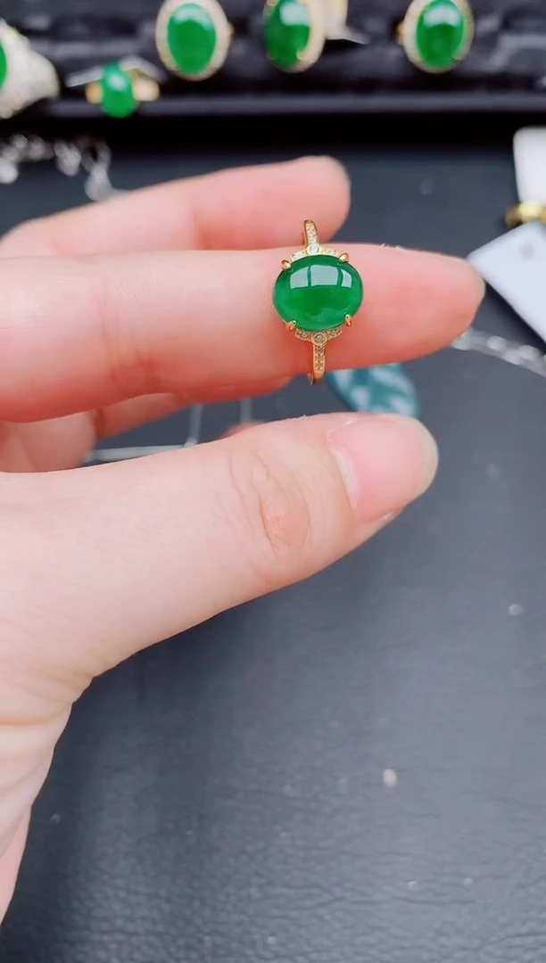 【闪购商品】翡翠戒指银S925镶嵌天然a货翡翠416