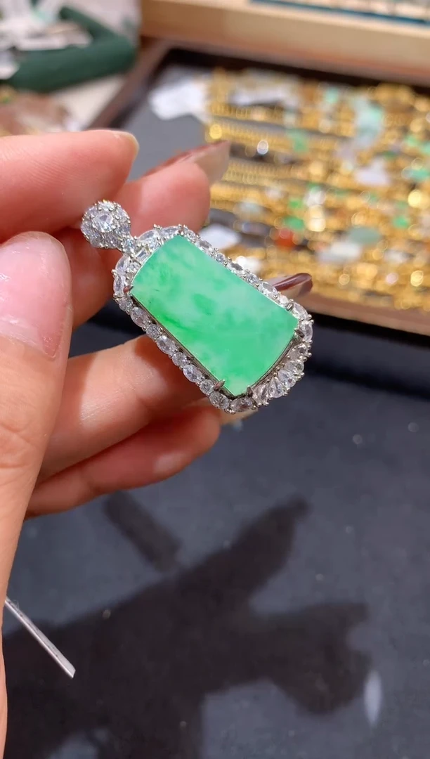 吊坠(不含链)银S925镶嵌翡翠【挽石珠宝】无事牌