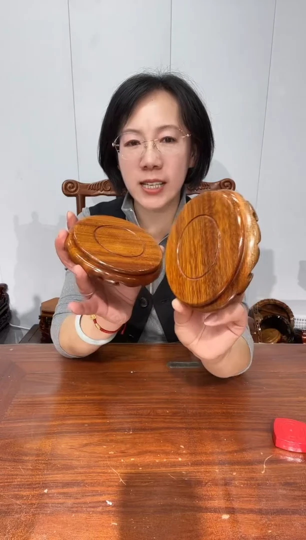 木老花圆形小盘几两个11*12*2.6