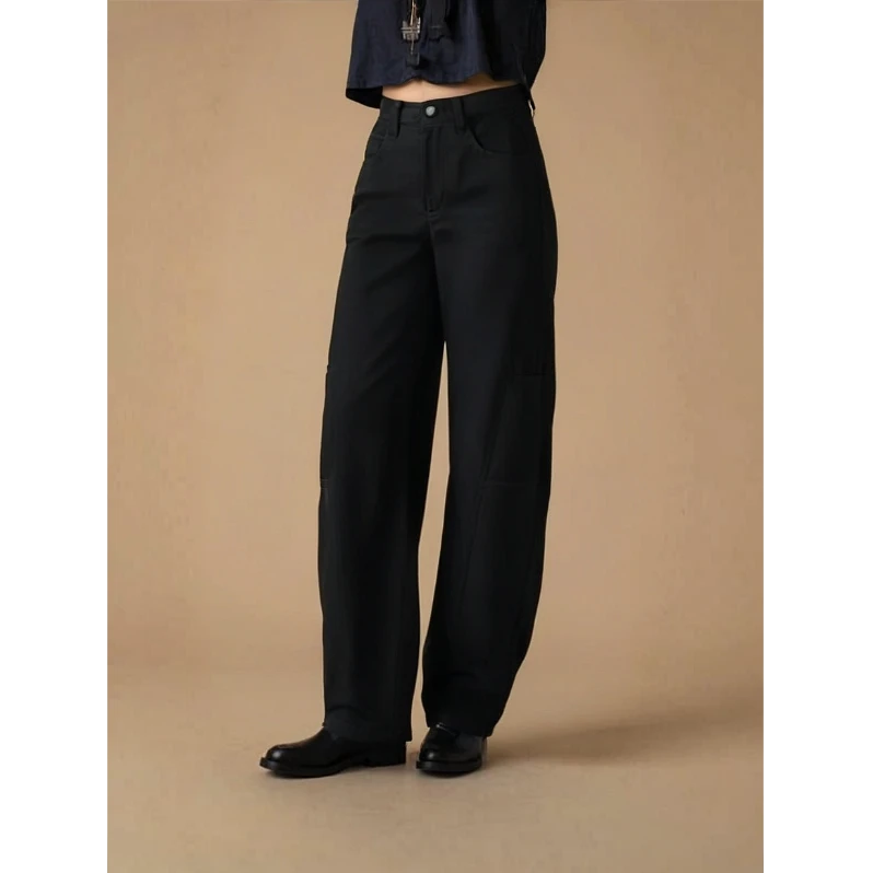 GIRDEAR/哥弟新款百搭高腰休闲宽松弯刀裤110040