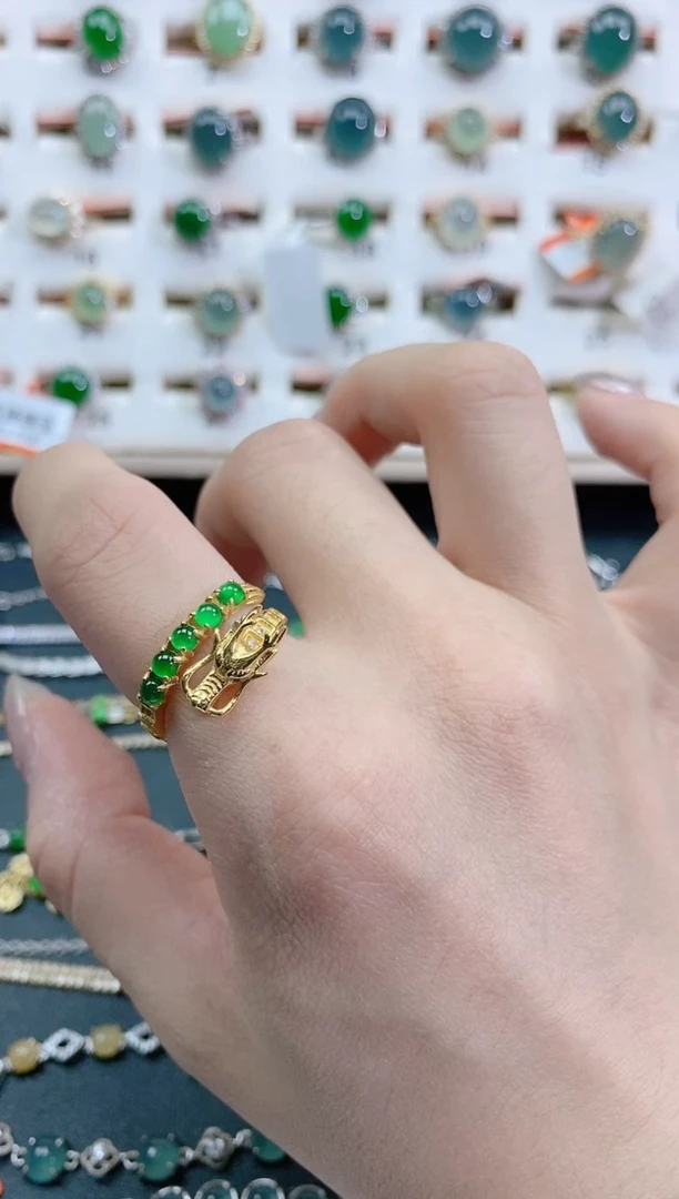 银S925镶嵌戒指翡翠天然翡翠