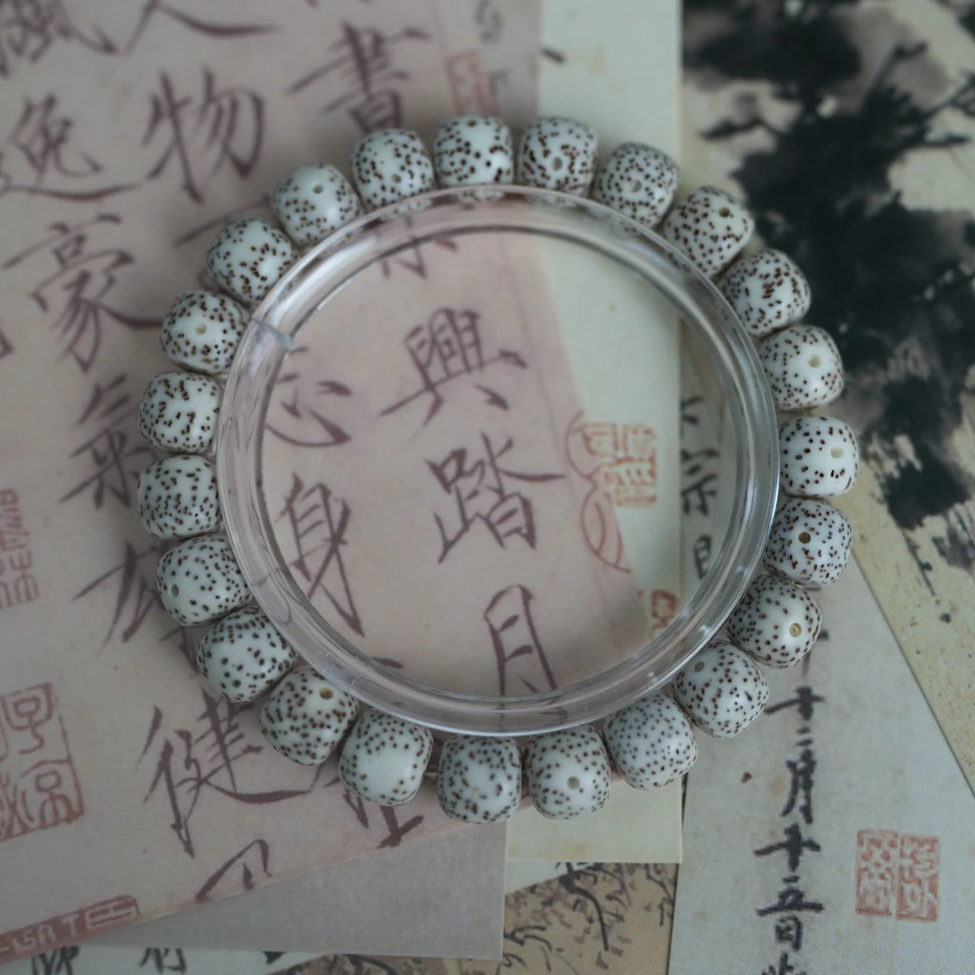 原生态顺白星月菩提手串  海南料  原脂 10mm老型