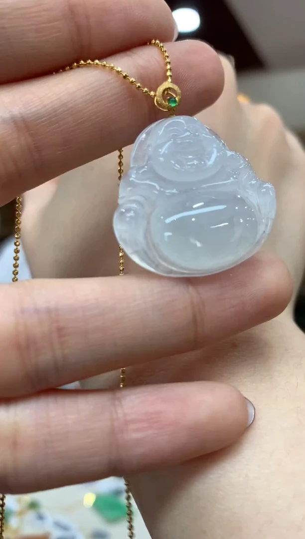 吊坠(不含链)18K金镶嵌翡翠佛公