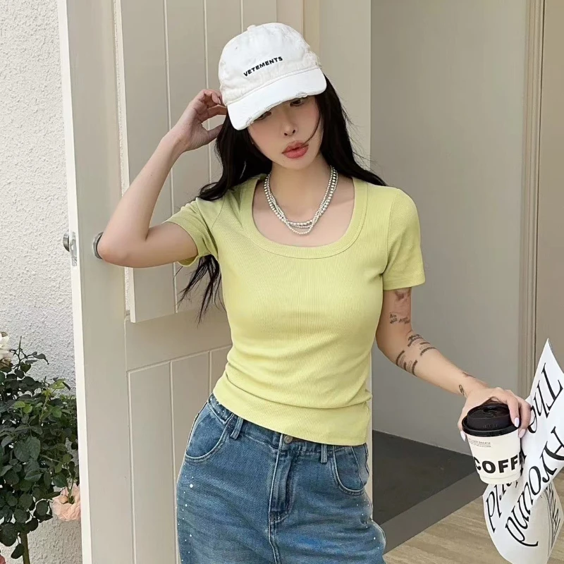 H76新款U领百搭面膜T恤9800款