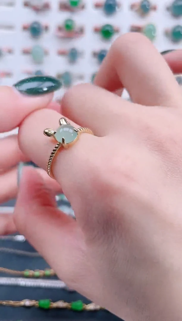 银S925镶嵌戒指翡翠天然翡翠