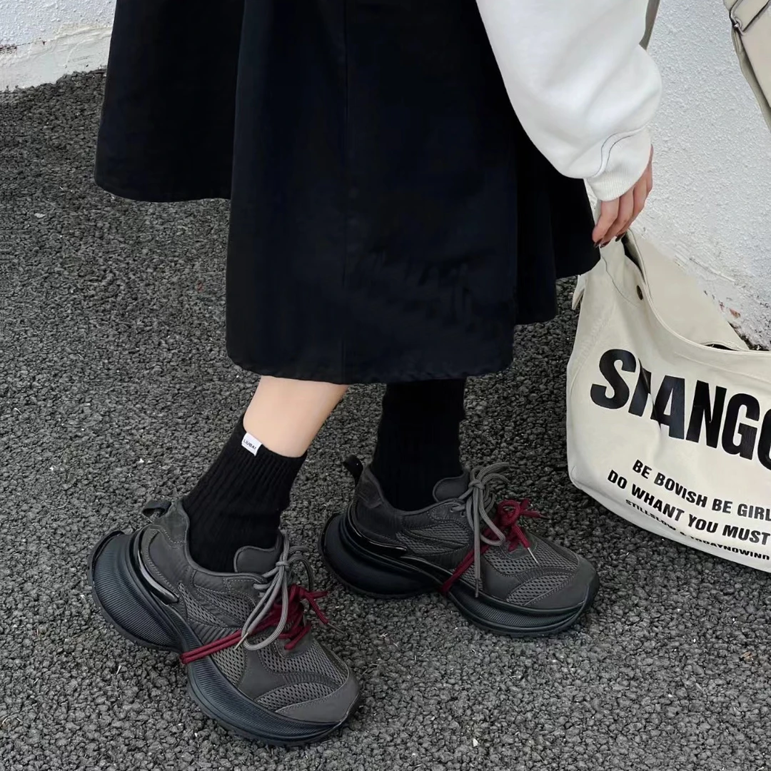 素陌2025春季新款老爹鞋女百搭休闲运动鞋厚底潮鞋休闲时尚鞋