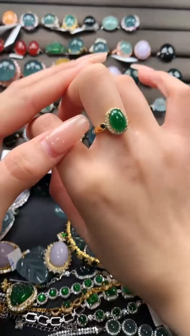 【闪购商品】翡翠戒指银S925镶嵌432432